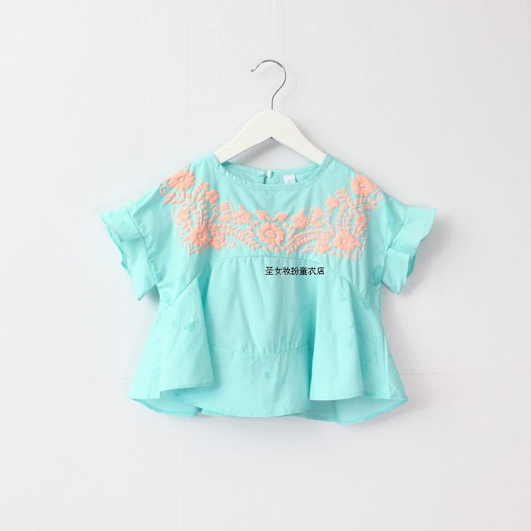 2015夏季新款欧美童装儿童女童韩版印花纯棉短袖上衣宝宝娃娃衫衣