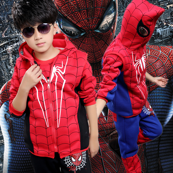 童装男童冬装3-4-5岁蜘蛛侠儿童套装男7-8岁孩加厚加绒卫衣三件套