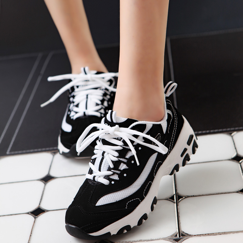 2015春秋韩国原宿风系带旅游休闲鞋学生黑白平底跑步运动鞋女单鞋