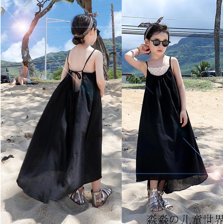 亲子装夏装2014款韩版沙滩裙母女装蕾丝纯棉长裙女童亲子装连衣裙