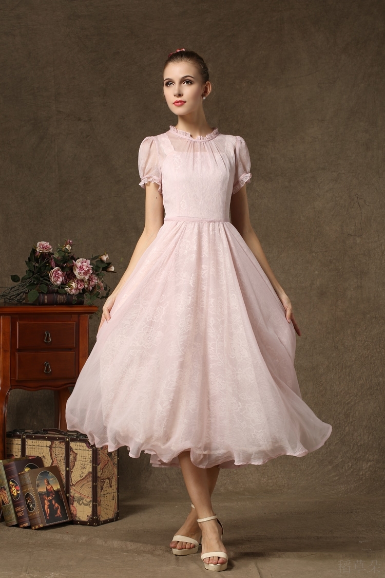 2014夏季新款女装 蕾丝仙女两件套 大摆长裙连衣裙 1