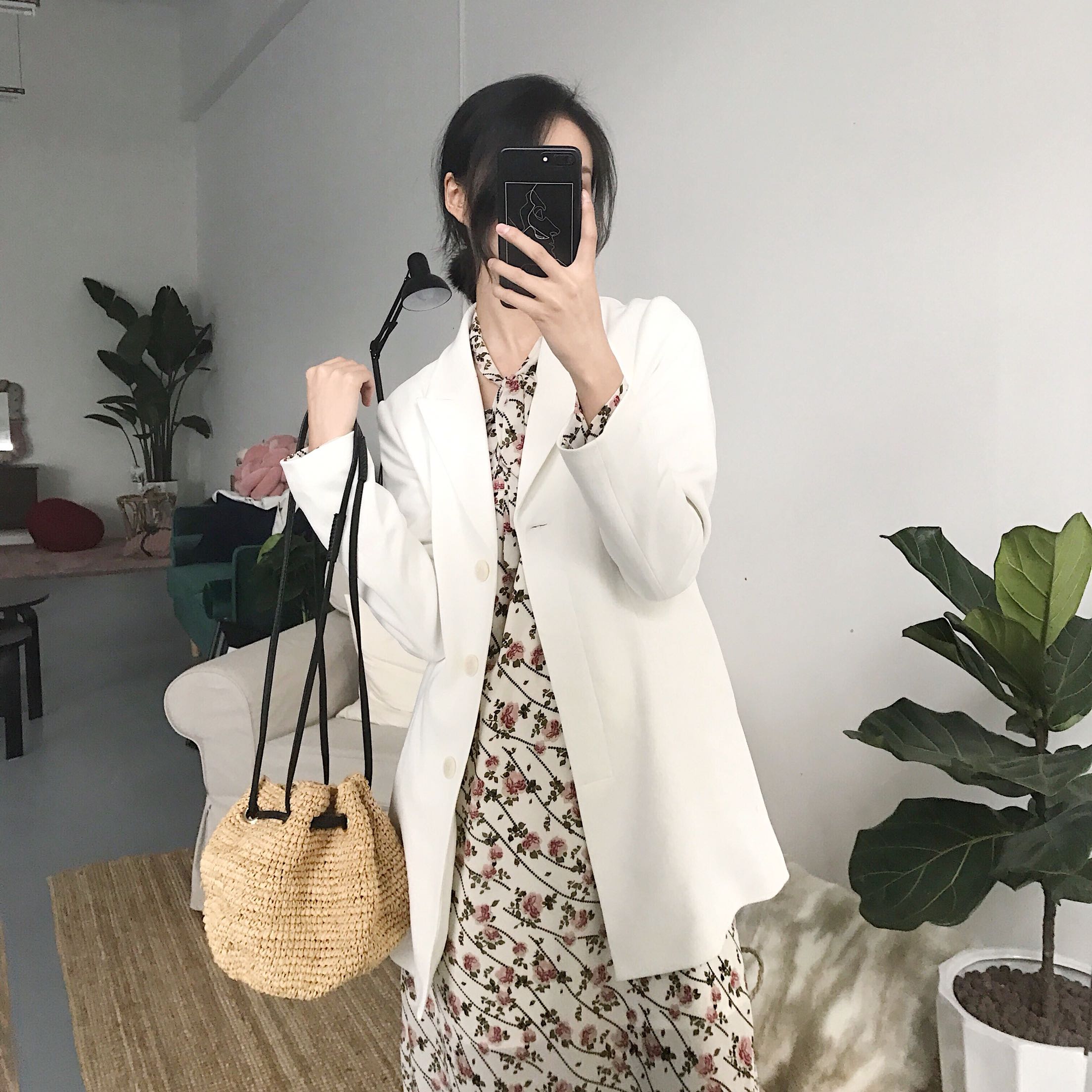 TAIYANG独家自制 2017春季新款小西装女针织面料白色西装外套