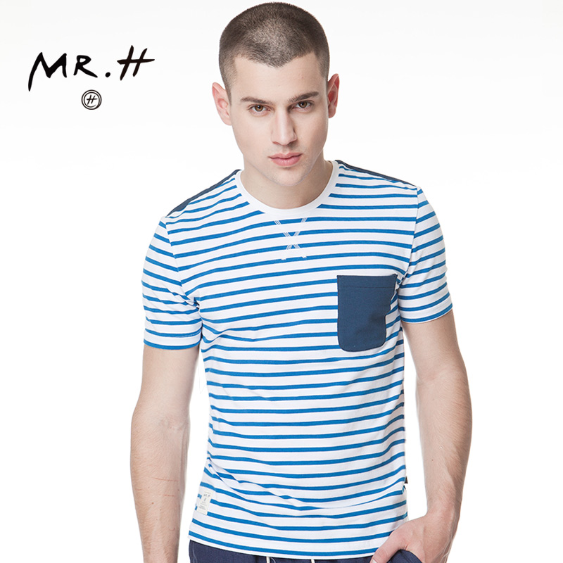 MR.H设计师原创海魂衫男短袖海军风条纹T恤 男士短袖上衣夏季新款