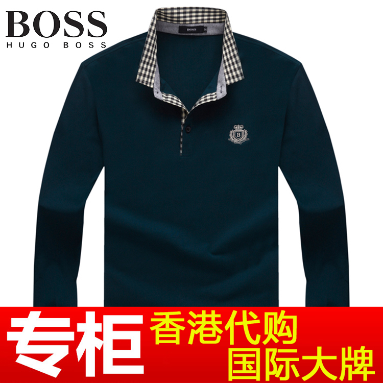 香港代购2016春季高端品牌翻领长袖丝光棉T恤 国际大牌纯棉POLO衫