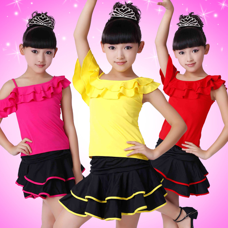 儿童拉丁舞裙服装新款舞蹈女童跳舞练功服幼儿少儿夏季现代演出夏