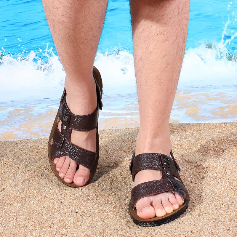 真皮夏季2015新款皮凉鞋男士沙滩鞋越南正品潮男鞋男凉鞋牛皮休闲
