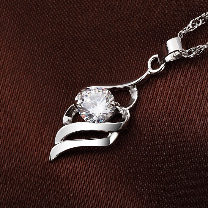 天使之翼925银饰链 水晶项链女 短款锁骨链 首饰品 韩国 韩版时尚