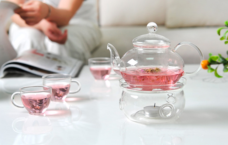 耐高温玻璃花茶壶套装功夫茶壶透明带过滤茶具套组加热煮壶红茶壶