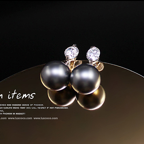 韩国进口饰品 正品 可爱珍珠水钻925银针耳钉 高档锆石耳环女耳饰