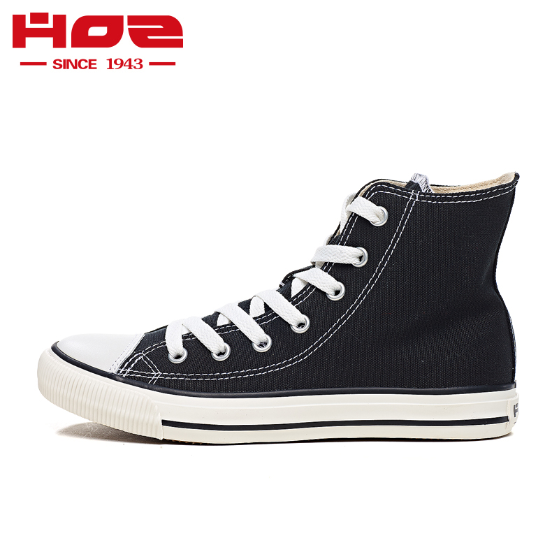 HOZ后街秋季鞋子高帮帆布鞋女夏学生韩版白色平底平跟休闲鞋板鞋