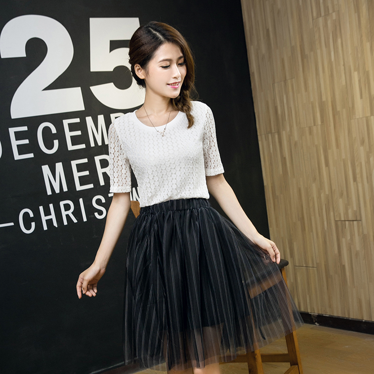 韩版夏季新款 蕾丝网纱女裙 时尚两件套 2015年新款 特价 套装