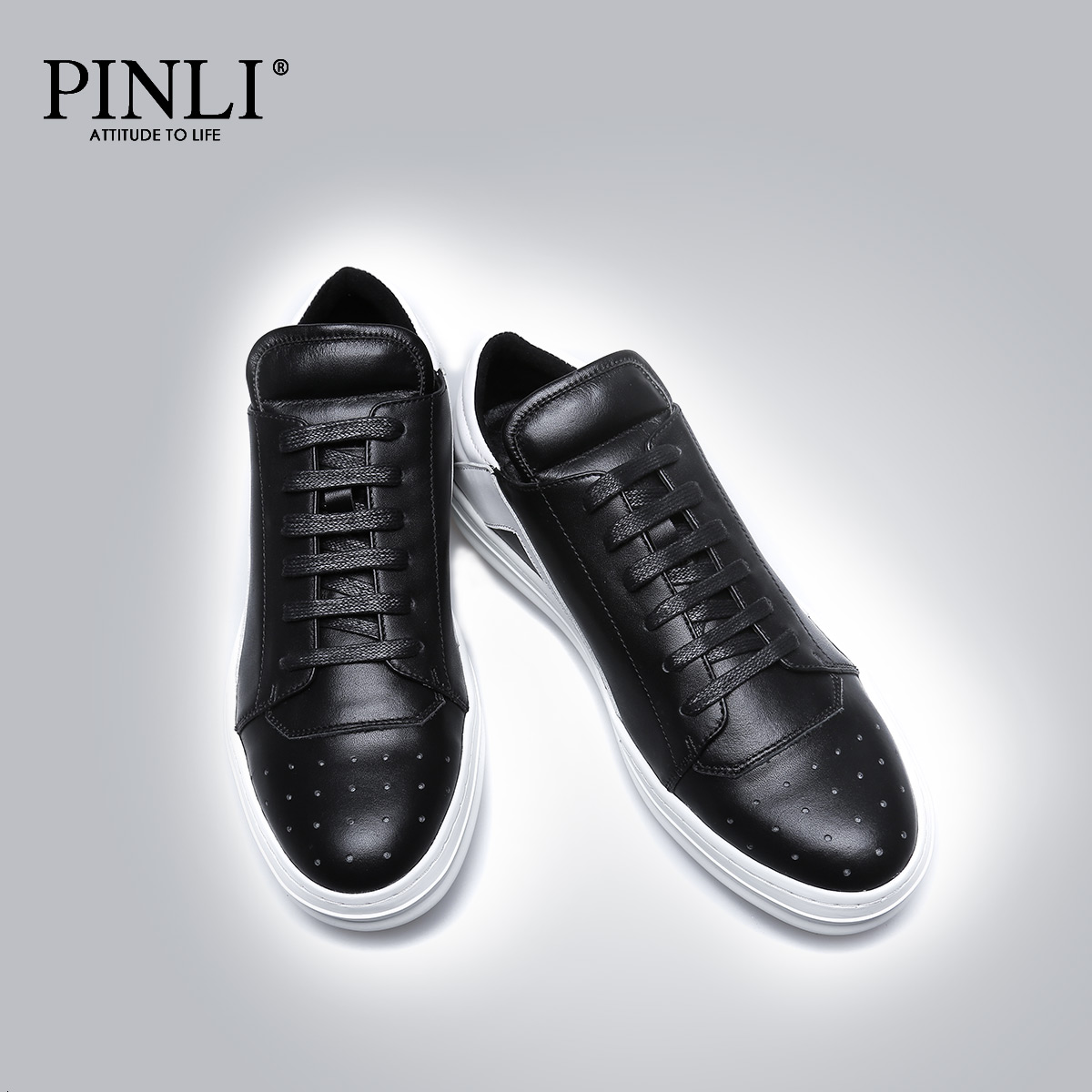 PINLI品立 2016夏季新款时尚 男鞋皮鞋系带牛皮休闲鞋D162821018