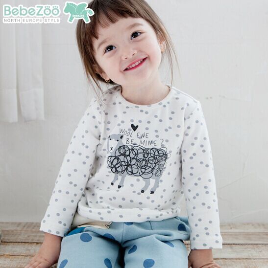 bebezoo韩国童装 2015秋季新品 儿童韩版T恤 宝宝纯棉长袖外出服