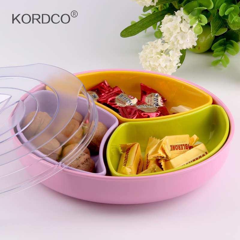 KORDCO欧式干果盒分格带盖创意水果盘婚庆糖果盘茶几零食点心盘子