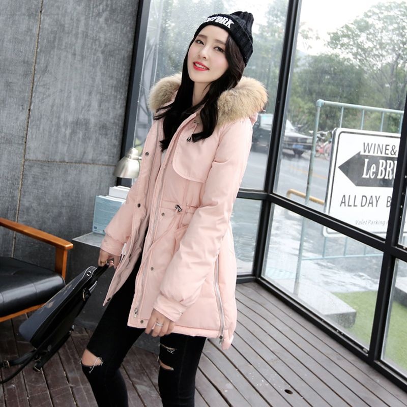 2015韩版冬装新款棉衣女 中长款大毛领连帽棉服大码加厚保暖外套