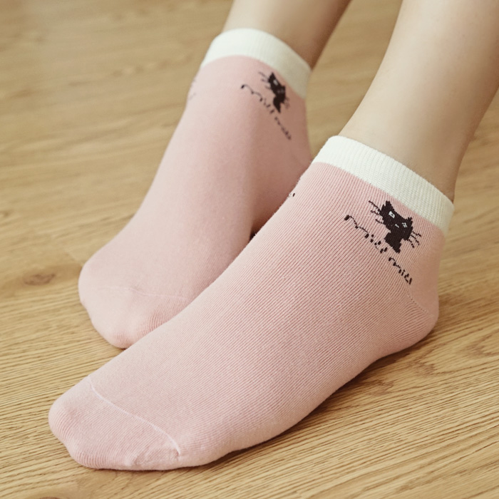 2015韩国新品袜子批发纯棉女士船袜卡通猫咪可爱夏季浅口短袜批发