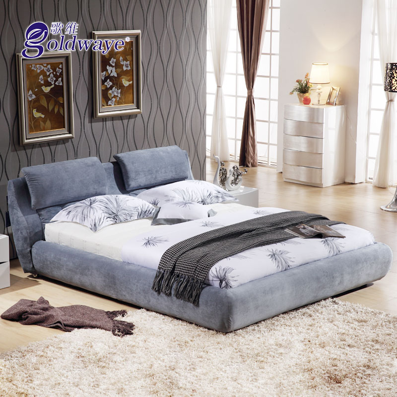 歌维简约现代植绒布艺床可拆洗软床双人床1.8米1.5米小户型床婚床