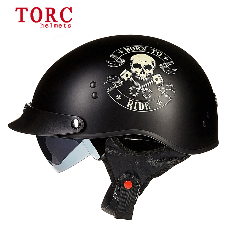 正品TORC摩托车头盔夏季男女复古时尚电动车头盔V535带墨镜