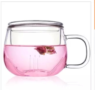 特价耐热玻璃茶具透明水杯过滤花茶杯带盖把内胆园趣杯杯加厚