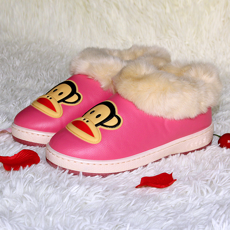 2014最新女款棉拖室内家居鞋地板防滑保暖冬季厚底可爱大嘴猴包邮