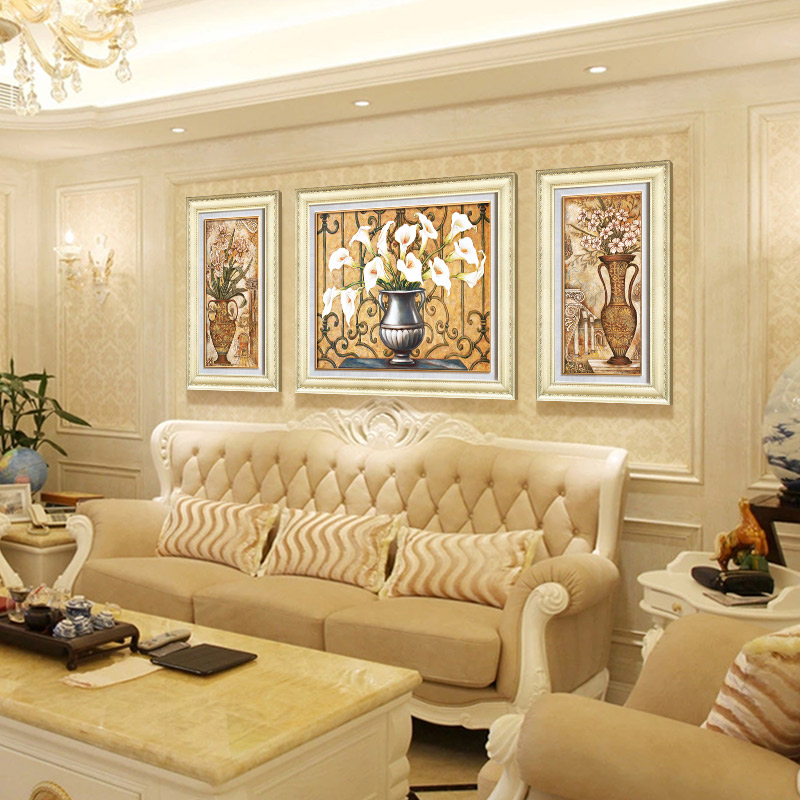 美式欧式客厅装饰画沙发背景墙玄关画墙画三联画壁画挂画平安富贵