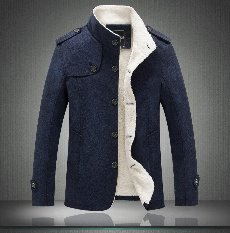 冬季新款保暖夹克外套男士中长款修身立领加绒加厚夹克衫
