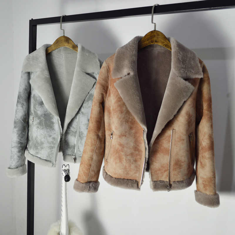 欧洲站女士皮草控 2015冬装进口美利奴羊毛皮毛一体 短款夹克外套