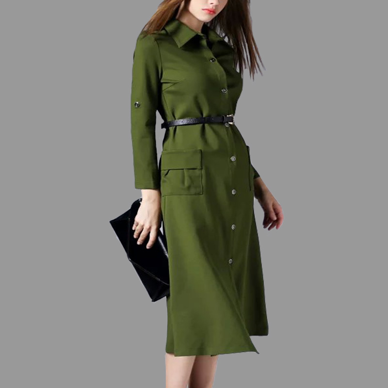 风衣女2015秋装新款 单排扣系带气质修身长袖长款女装外套 英伦