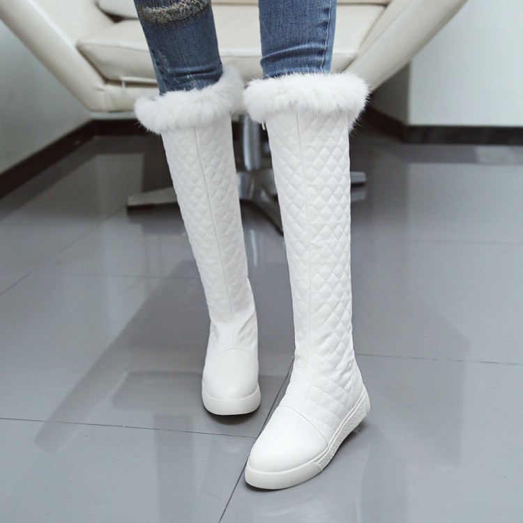 白色靴子2016冬季保暖高筒靴韩版气质长靴平底少女雪地靴棉靴女靴