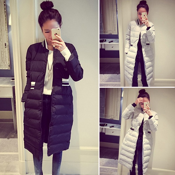 2015新款冬装韩版羽绒棉服修身棒球棉衣轻薄加厚中长款女棉袄外套