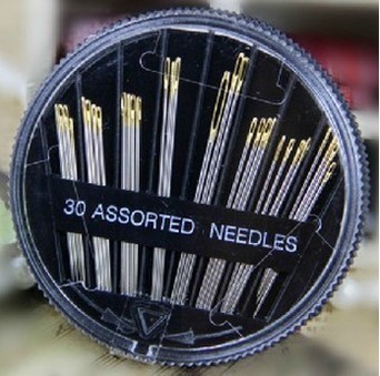 高品质手缝针 针盒 金尾手缝针 缝衣针 不锈钢针组合 6种 30枚
