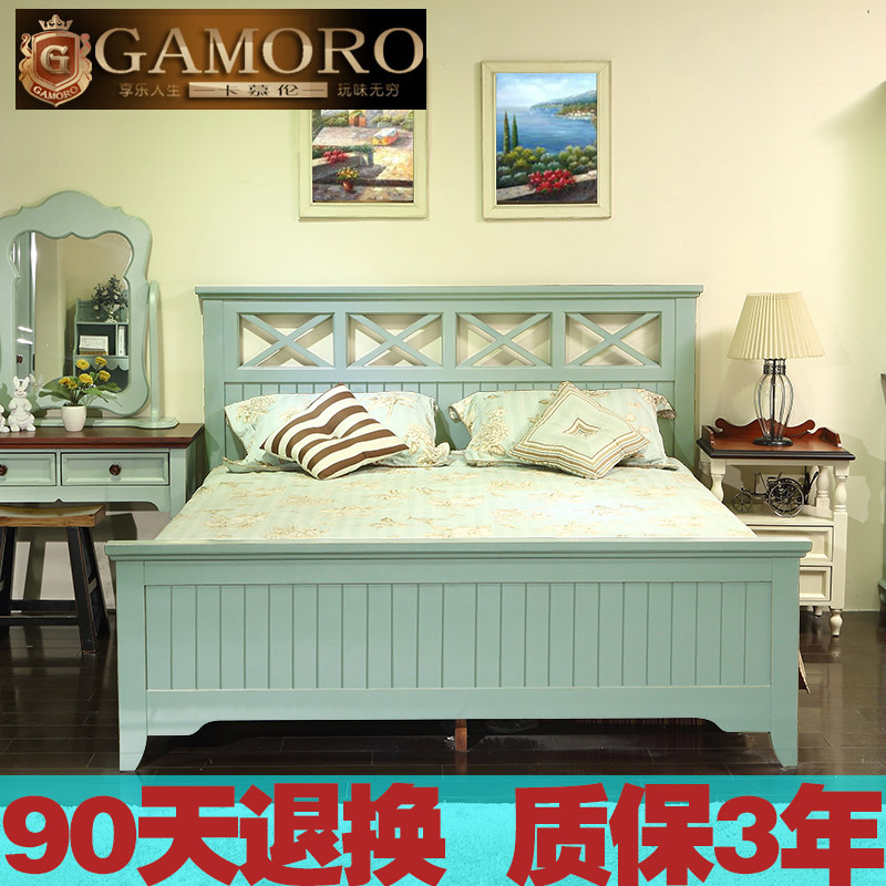 地中海床卧室家具1.8米双人床韩式乡村田园风格1.5复古美式实木床