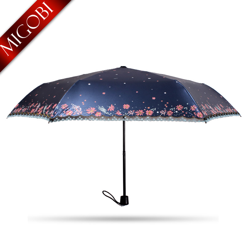 金蝶花海太阳伞 防晒黑胶防紫外线遮阳伞超轻折叠晴雨伞清新