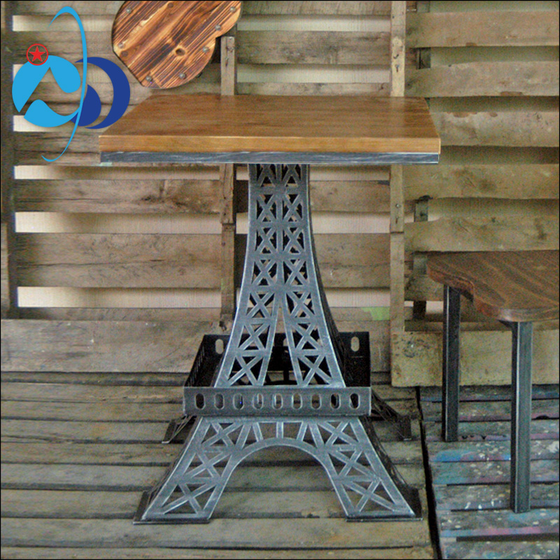 萌盛 新款欧式创意埃菲尔铁塔餐桌铁艺复古做旧桌子酒吧桌四人桌