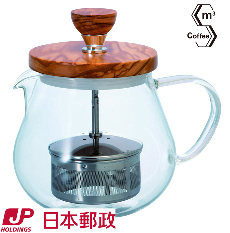 （日本直邮）HARIO泡茶壶 日式耐热玻璃不锈钢滤胆橄榄木茶壶TEO