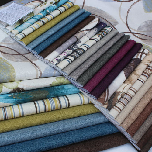 粗纺手工竹节仿亚麻印花布面料竖条纯色多种颜色沙发布料抱枕套