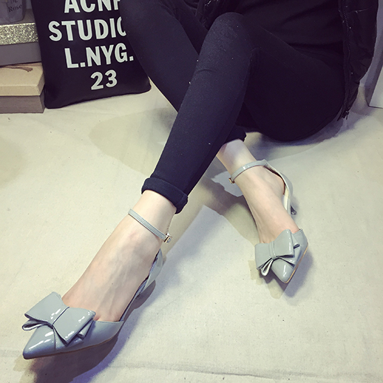 2015韩版女凉鞋新款蝴蝶结尖头鞋名媛公主性感细高跟绑带单鞋