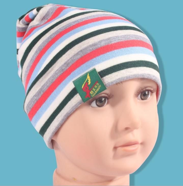 朗宝尼尔彩条纹婴儿童帽子潮宝必备套头帽正品厂家直销全棉