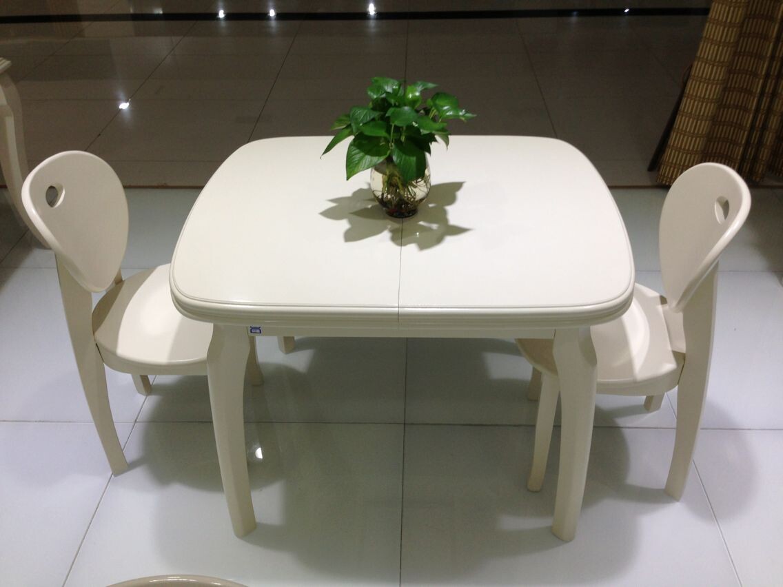 实木餐桌椅组合 折叠可伸缩饭桌 小户型饭桌 方桌简约 田园