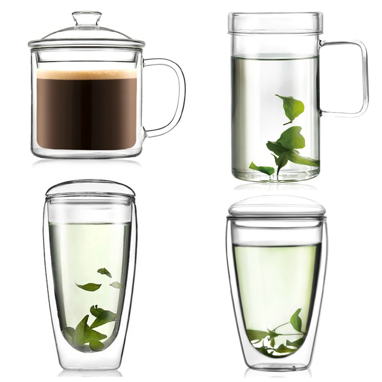 VATIRI乐怡双层玻璃杯创意带盖耐热茶杯男女士家用办公水杯子