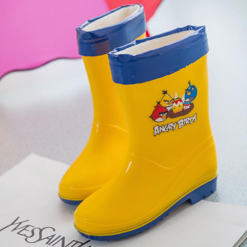 儿童雨鞋水鞋胶鞋中高筒套鞋加绒保暖学生中小童宝宝冬季雨靴防滑