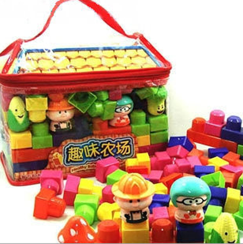 洪泰趣味农场积木 儿童动手动脑早教益智拼装玩具 88块塑料积木