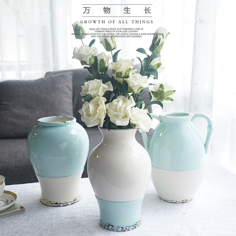 家居装饰品客厅摆件仿真花陶瓷花瓶花插白色花器创意欧式现代简约