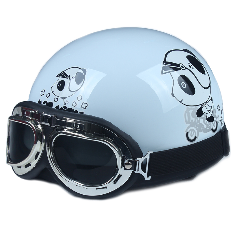 LUOMA韩版哈雷头盔摩托车电动车夏季太子盔男女四季半盔卡通图案