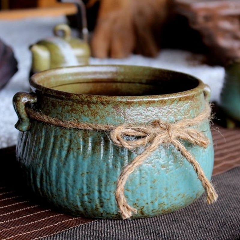 陶瓷 陶瓷茶水桶 茶渣桶 茶桶 茶叶 倒水桶茶罐 多用罐 茶洗