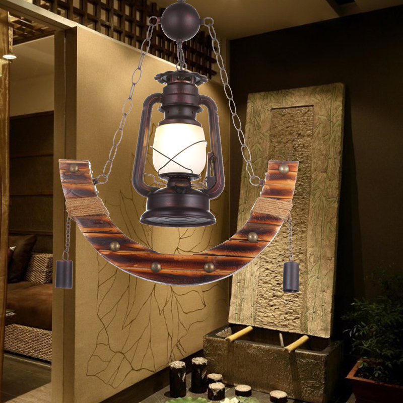 罗丹凯简约美式乡村煤油吊灯创意竹制仿古原创设计餐厅咖啡厅吊灯
