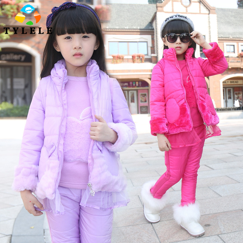 015冬季新品 韩版时尚女童可爱保暖套装三件套