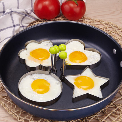 煎鸡蛋模具加厚不锈钢创意心形煎蛋器套装厨房煎蛋模具四件套包邮