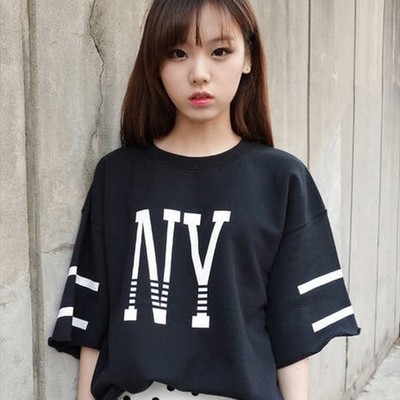 2016夏季新款女装半袖上衣韩版大码姐妹装字母短袖宽松大码T恤女