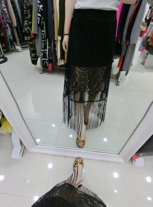2015新款秋装韩版女士时尚修身蕾丝拼接针织显瘦半身裙女中长裙子
